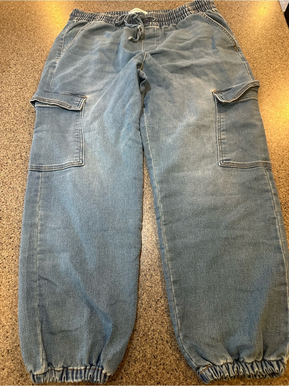 No Boundaries Light Blue Denim Drawstring Cargo Pants